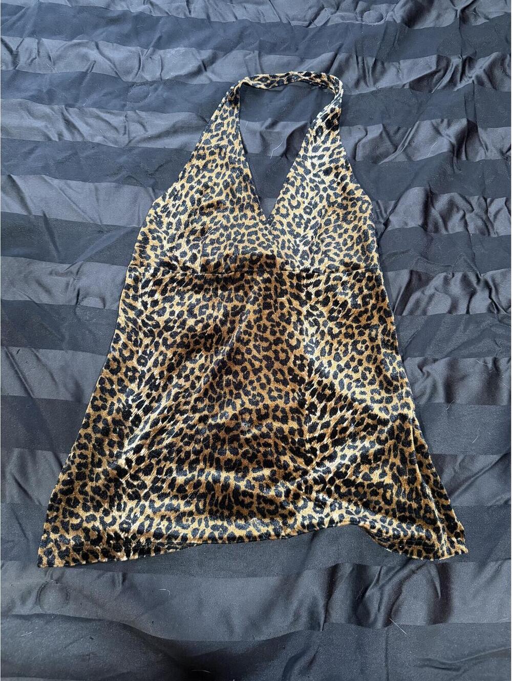 Leopard Print Halter Blouse size L